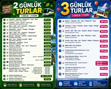Hər həftə və Bayram günlərində baş tutan 2 günlük və 3 günlük Turlarımızın Siyahısı! 
