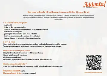 Qonaqpərvərlik və Turizm sahəsində maaşlı və sonda işlə təmin edən Ödənişsiz Təcrübə Proqramına Qeydiyyat! 