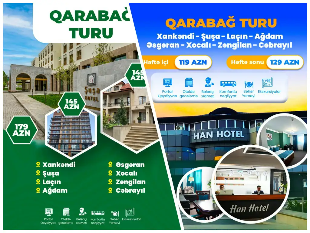 2 Günlük Qarabağ Turu: XANKƏNDİ-ŞUŞA-LAÇIN-AĞDAM-ƏSGƏRAN-XOCALI-ZƏNGİLAN-CƏBRAYIL
