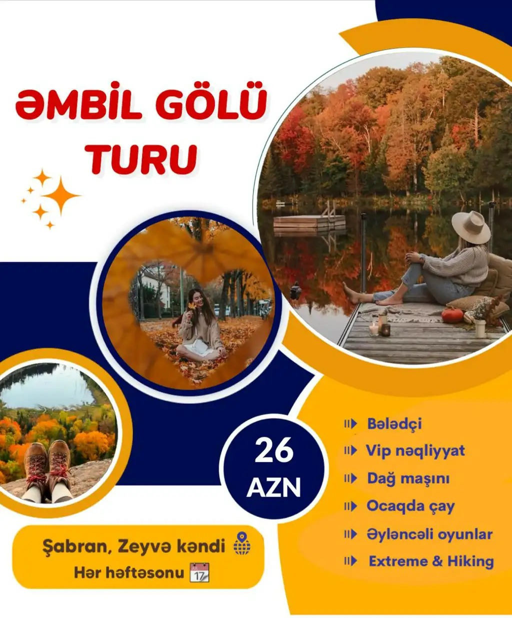1 Günlük Əmbil gölü - Şabran Turu = 26 AZN
